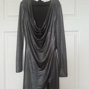 Sophisticated Metallic Long Sleeve Dress